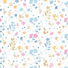 Vintage floral seamless pattern with decorative flowers and leaves