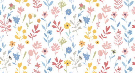 Vintage floral seamless pattern with decorative flowers and leaves