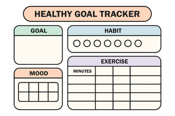 Healthy goal tracker planner for habits exercise and mood tracking