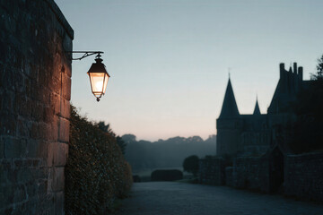 church is silhouetted against twilight sky exuding sense of peace and mystery