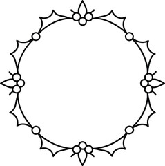 Elegant Holly Berry Wreath Border - Simple Outline Design for Festive Occasions