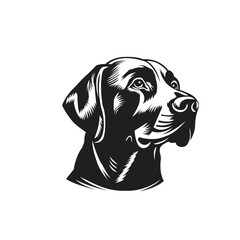 dog head black white illustration logo design
