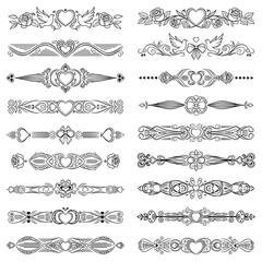 Obraz premium Decorative vintage borders with heart and floral motifs 