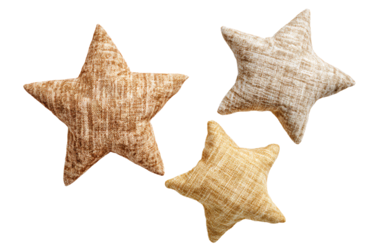 three star shaped pillows on a white background - Powered by Adobe