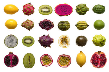 a variety of fruits and vegetables are shown