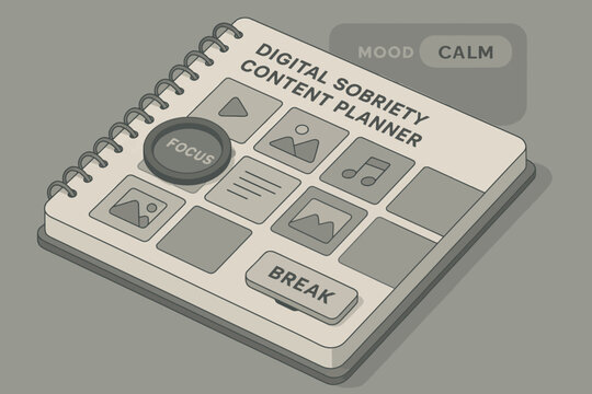 Digital sobriety content planner with focus and calm mood features