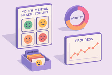 Youth mental health toolkit and progress tracker infographic