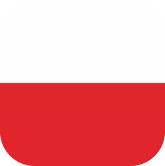 Rounded square Polish flag icon vector
