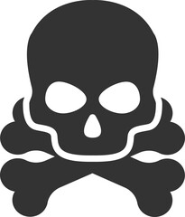 Black skull and crossbones warning symbol