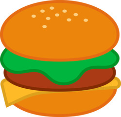Colorful hamburger emoji with cheese and lettuce