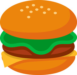 Emoji-style burger with shiny bun and cheese