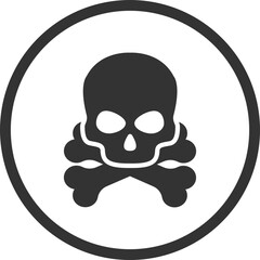 Skull and bones warning icon in circle