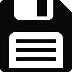 Black and white icon of a floppy disk save symbol on a white background vector illustration