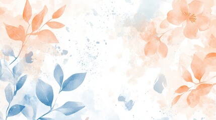 28.A seamless floral pattern blending delicate watercolor flowers and leaves with bold abstract brush strokes, creating a modern artistic composition with a grunge-inspired texture.