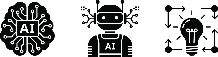Business Automation AI Icons – Smart Workflow and Productivity Symbols