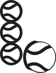 tennis ball icon set in black