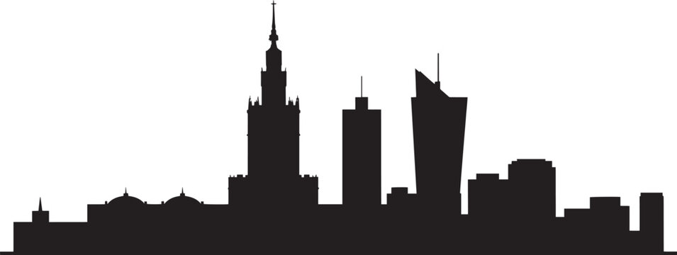 Warsaw poland skyline silhouette vector cityscape view illustration architecture modern urban panorama