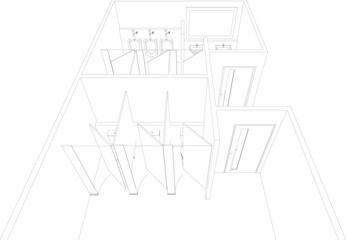 3D illustration of toilet and bathroom