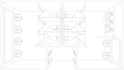 3D illustration of toilet and bathroom