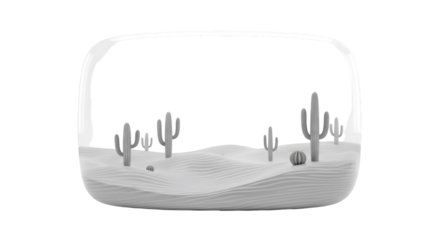 "Desert Capsule: Cacti in Silent Suspension"