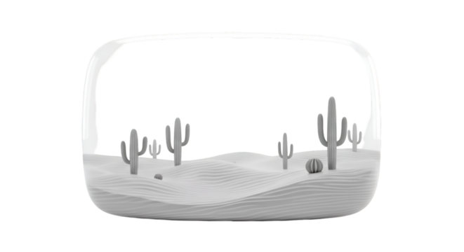 "Desert Capsule: Cacti in Silent Suspension"