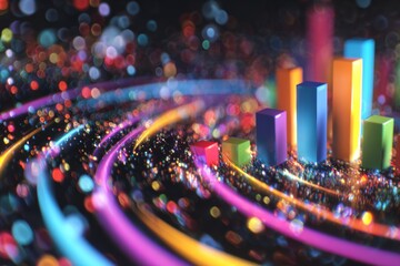 Exploring the frontiers of wireless communication. Investment strategy. Vibrant colors in 5g technology: subtle shifts enhance digital flow. Market opportunity. Corporate finance.