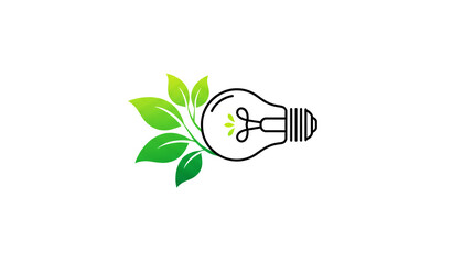 Light bulb logo illustration on white background. Technology and ecology concept