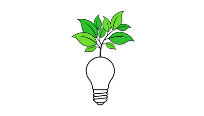 Light bulb logo illustration on white background. Technology and ecology concept