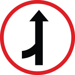 Merging Traffic Road Sign