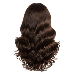 Fototapeta premium Long Wavy Brown Hair Viewed From The Back Isolated On Black Background hairstyle isolated on a transparent background