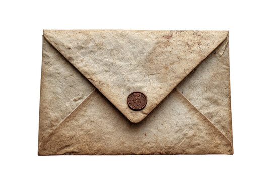 Retro envelope with vintage wax seal on transparent background - Powered by Adobe