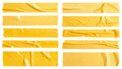 A roll of yellow tape isolated on a white background, perfect for caution, warning, construction, or industrial-themed designs.