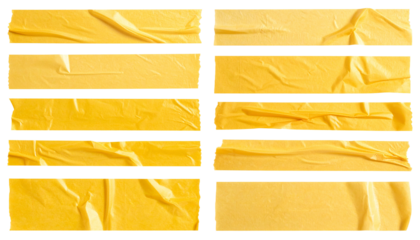 A roll of yellow tape isolated on a white background, perfect for caution, warning, construction, or industrial-themed designs.