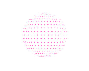 Pink halftone sphere with a dotted gradient effect on a white background. Perfect for pop art, retro, and comic-style graphics. Adds depth, dimension, and  vibrancy to any design.