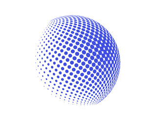 Blue halftone sphere with gradient dotted pattern. Modern abstract ' inspired by pop art and comic style. Perfect for digital artwork, posters, layouts, and creative graphic design.
