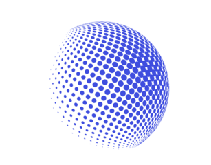 Blue halftone sphere with gradient dotted pattern. Modern abstract ' inspired by pop art and comic style. Perfect for digital artwork, posters, layouts, and creative graphic design.