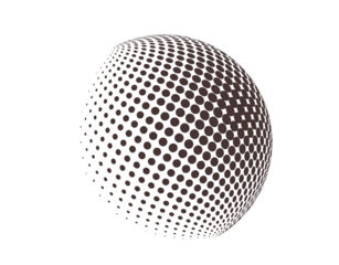 Black halftone sphere with gradient dotted pattern. Modern abstract  design inspired by pop art and retro comic style. Perfect for digital artwork, posters, and creative graphic layouts.