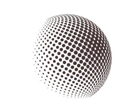 Black halftone sphere with gradient dotted pattern. Modern abstract  design inspired by pop art and retro comic style. Perfect for digital artwork, posters, and creative graphic layouts. - Powered by Adobe