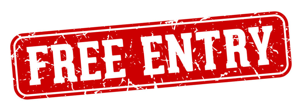 free entry rectangular sign. free entry stamp
