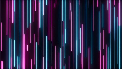 Seamless loop animation of fast neon data rain in vertical glowing lines with abstract futuristic technology background flowing streams - Powered by Adobe