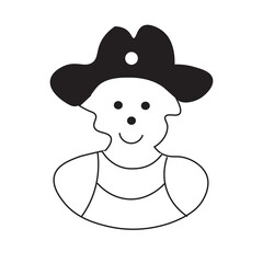 Cartoon girl illustration wearing a blue shirt and red leggings simple vector drawing on a white background