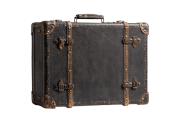 a black suitcase with a handle and two straps