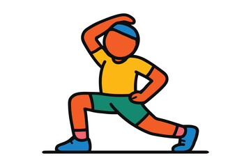 Fototapeta premium Man doing a lunging stretch exercise in a flat design style