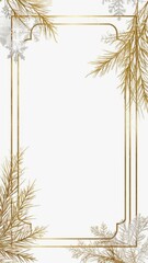 Christmas background with golden frame with branches