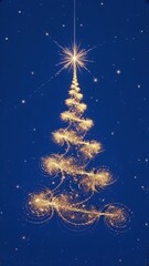 Abstract golden christmas tree with a star