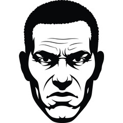 Stylized Portrait of a Man in Black and White face vector illustration serious expression head graphic art design