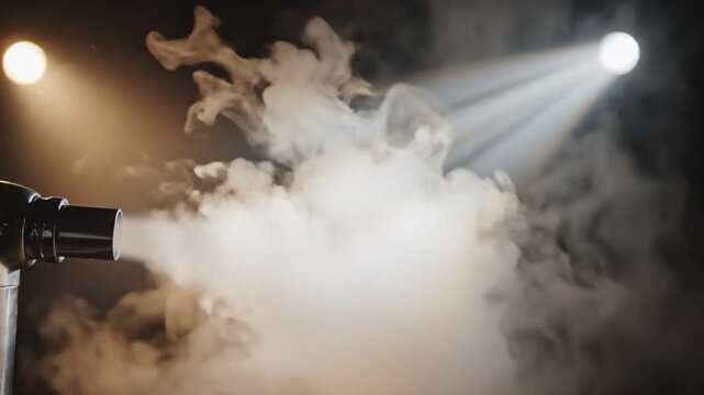 Professional steam cleaner powerfully emitting dense vapor for deep cleaning and sanitization in a dramatic lighting setting