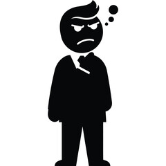 Thinking Businessman Silhouette thoughtful illustration vector idea concept problem solution male suit tie