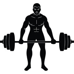 Weightlifter lifting barbell silhouette illustration weightlifting bodybuilding fitness strength exercise workout