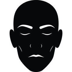 Black and white face silhouette with closed eyes vector illustration human head minimalist graphic portrait